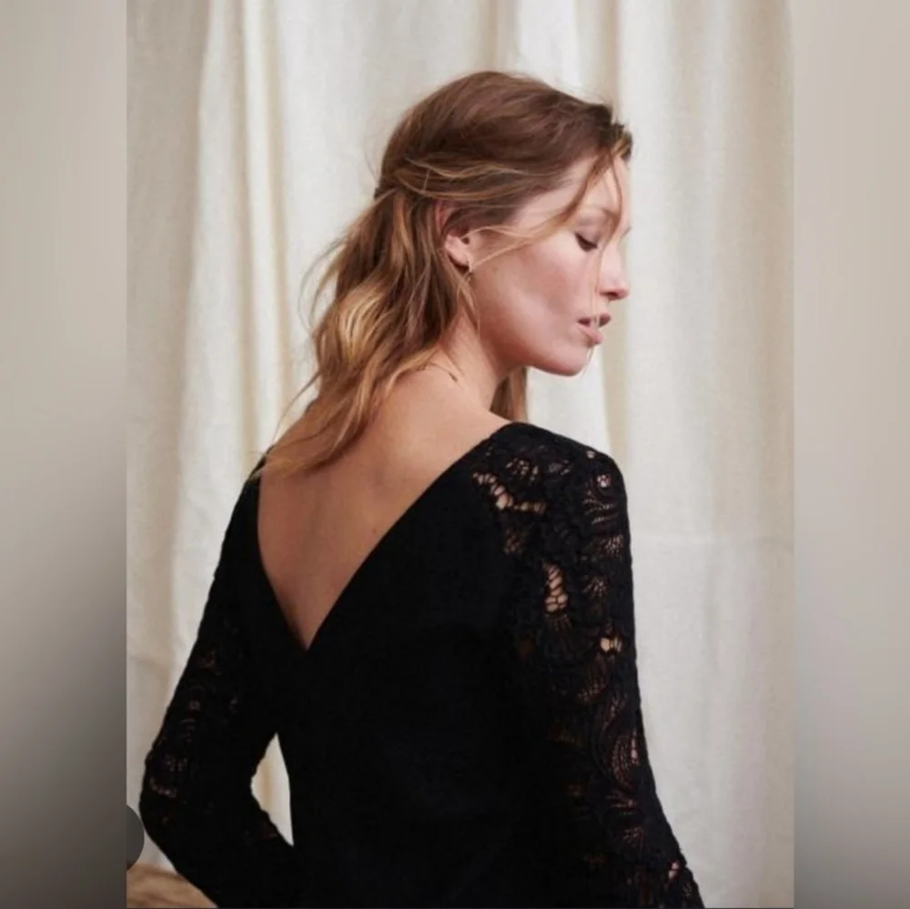 Sezane Black Lace Sleeve Blouse - Picture 2 of 15